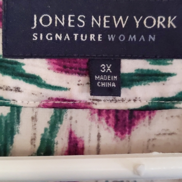 JONES NEW YORK* vintage rhinestone detail loose fitting slit neck bell sleeve 3x - Picture 3 of 5